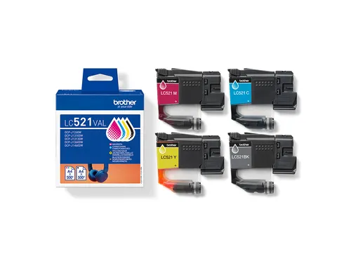 Brother LC-521 Inktcartridges Zwart + 3 Kleuren