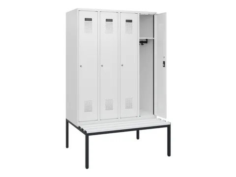locker met bank,HxBxD 1950x1200x815mm,4vak,vak B 300mm,cilinderslot