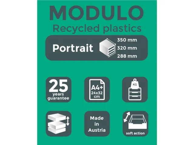 Module de classement Modulo Black Office 5 tiroirs fermés - Noir/arle