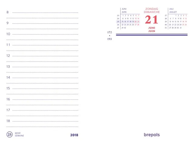 Recharge bloc 2027 Brepols 1 jour/2 pages perforation universelle
