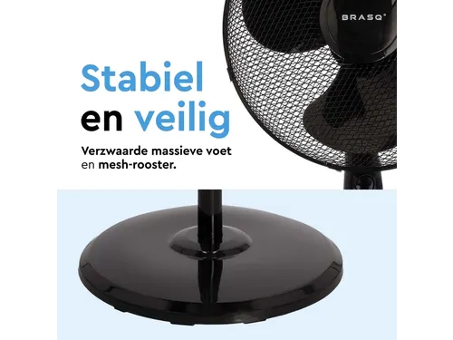Statiefventilator BRASQ met remote Ø 40cm zwart