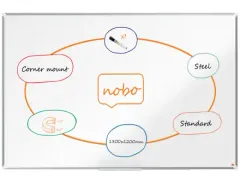 Nobo Whiteboard 120x180cm Staal Premium Plus Magnetisch