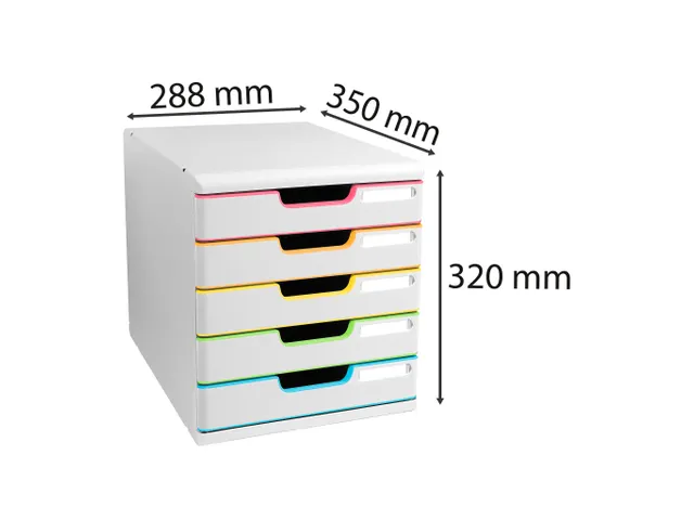 Ladenbox Modulo A4 5 Gesloten Laden Black Office Wit/Harlekijn