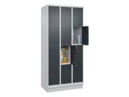 lockerkast,HxBxD 1950x900x500mm,3x4vakken,vak B 300mm,cil.-slot,sokkel