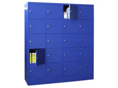 lockerkast,HxBxD 1850x1600x500mm,4x5vakken,RAL7035,front RAL6011