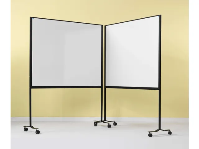 Verrijdbaar Whiteboard Workboard 120x150cm Emaille zwart profiel