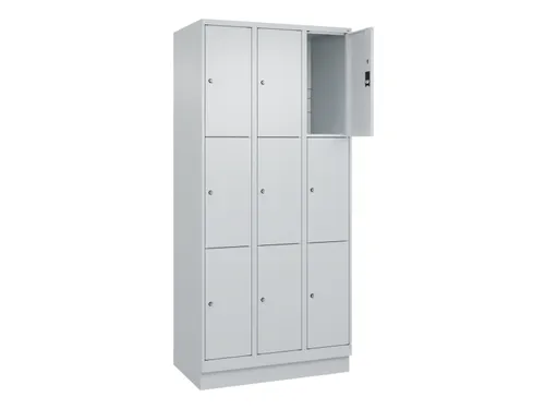 lockerkast,HxBxD 1950x900x500mm,3x3vakken,vak B 300mm,cil.-slot,sokkel