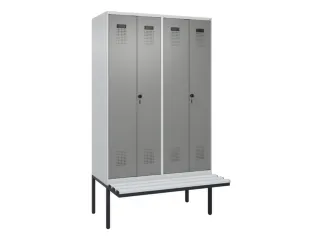 locker met bank,voor scheiding van kleding,HxBxD 2120x1200x815mm,4vak - 2