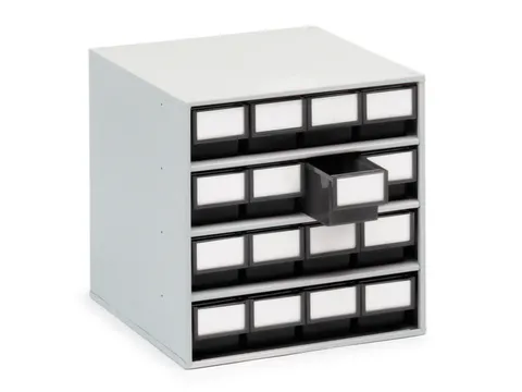 ESD-magazijnkast,HxBxD 395x400x400mm,16lade(n),laden zwart