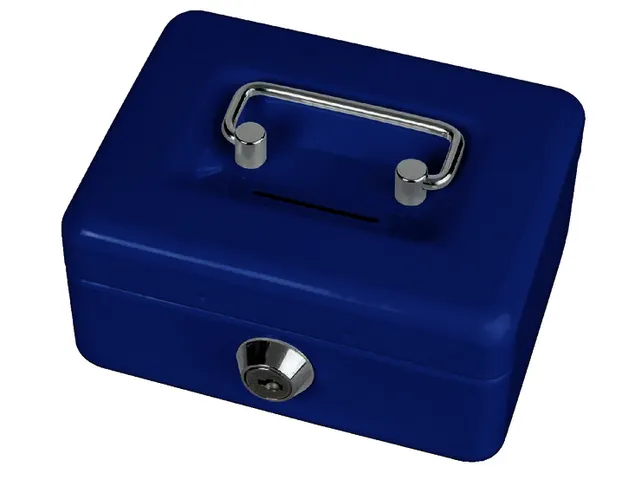 Geldkist MAUL met muntgleuf en slot 125x95x60mm blauw