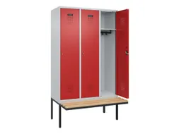 locker met bank,HxBxD 2120x1200x815mm,3vak,vak B 400mm,cilinderslot