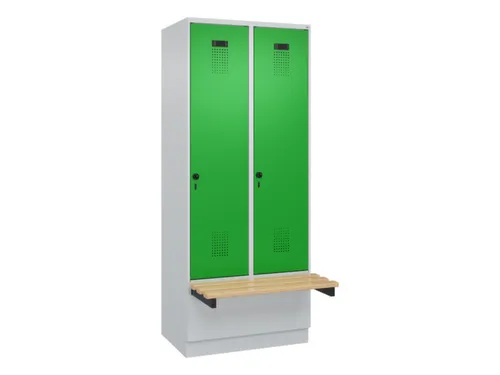locker met bank,HxBxD 1950x800x815mm,2vak,vak B 400mm,draaigrendel