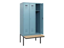 locker met bank,HxBxD 1950x900x815mm,3vak,vak B 300mm,cilinderslot