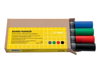 Whiteboardstift Sigel 2-3mm rond assorti zwart/blauw/rood/groen - 1