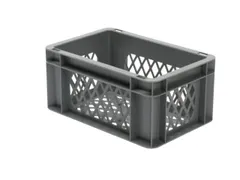 Euronorm-stapelbak 5.5l 145x300x200mm Wanden/bodem Opengewerkt Grijs