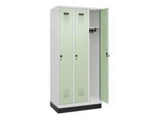 locker,HxBxD 1950x900x500mm,3vak,vak B 300mm,draaigrendel,sokkel - 2