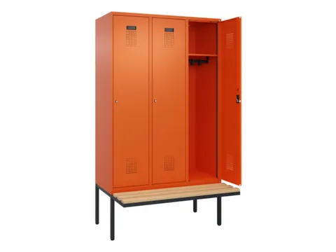 locker met bank,HxBxD 2120x1200x815mm,3vak,vak B 400mm,cilinderslot