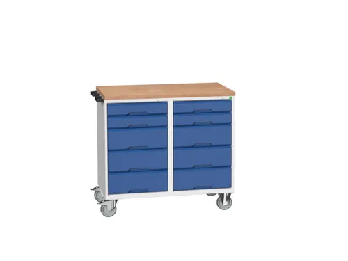 montagetafel 980x1050x600mm multiplexblad 10 laden duwbeugel RAL5010