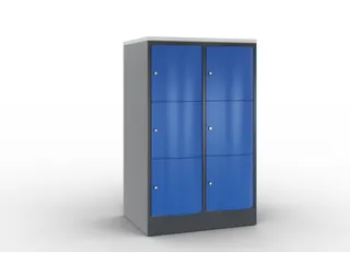 lockerkast,HxBxD 1255x770x640mm,2x3vakken,romp RAL7021,front RAL5010 - 2