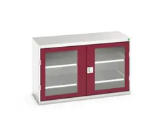 vitrinekast 800x1300x550mm 2xStalen bodem romp RAL7035 front RAL3004