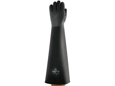 Ansell AlphaTec 87-108 Lange rubberen handschoen Zwart maat 9