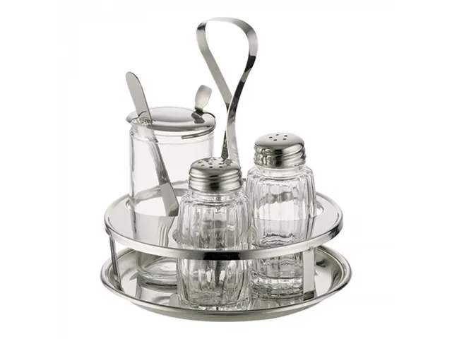 Menage, rvs 3-delig peper/zout/mosterd