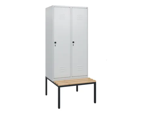 locker met bank,HxBxD 1950x800x815mm,2vak,vak B 400mm,draaigrendel