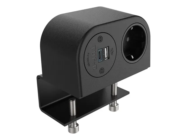 Desktop stekkerdoos Power Phase 1x Schuko + USB A en C 25W Zwart