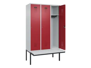 locker met bank,HxBxD 2120x1200x815mm,3vak,vak B 400mm,cilinderslot - 1
