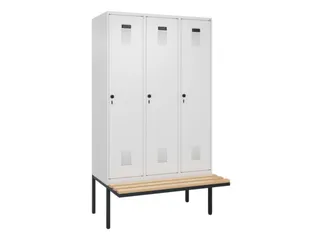 locker met bank,voor scheiding van kleding,HxBxD 2120x1200x815mm,3vak - 2