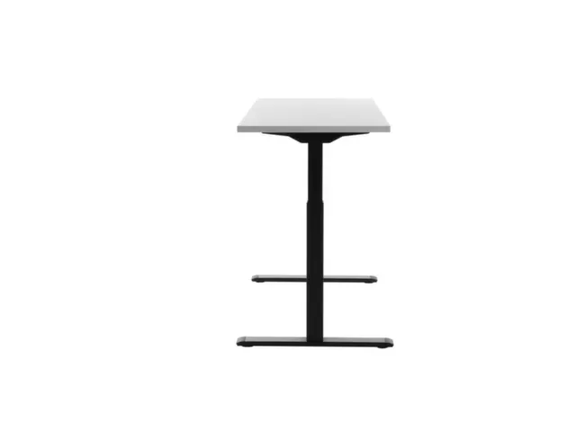 Elektrisch ihv bureau,HxBxD 700-1200x1400x600mm,blad wit,T-voet zwart