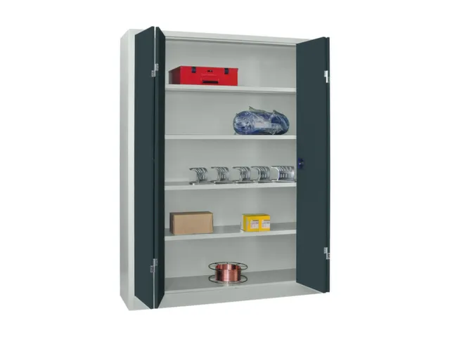 Ruime Vouwdeurkast 1950x1500x400mm 4legborden Ral7035 Front Ral7016