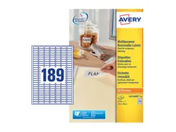 Etiket Avery L4731REV-25 25.4x10mm afneembaar wit 4725stuks