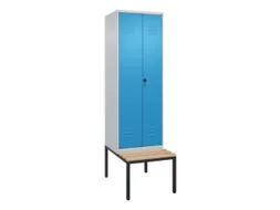 PBM-locker met bank,HxBxD 2120x600x815mm,2vak,vak B 300mm,draaigrendel