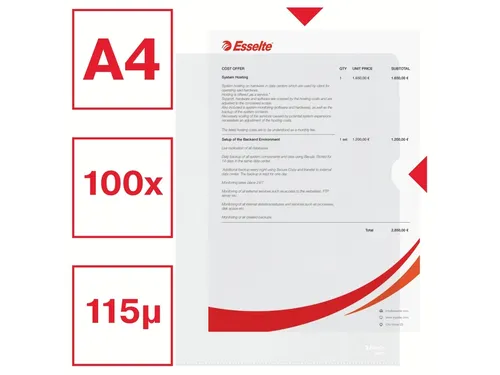 Insteekmap L-model Esselte standaard copy safe PP A4 transparant