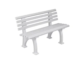 Kunststofbank 740x1200x380mm Zit H 440mm 9 Latten 2 Pootstellen Wit - 2