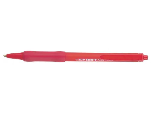Balpen Bic soft feel grip clic medium rood