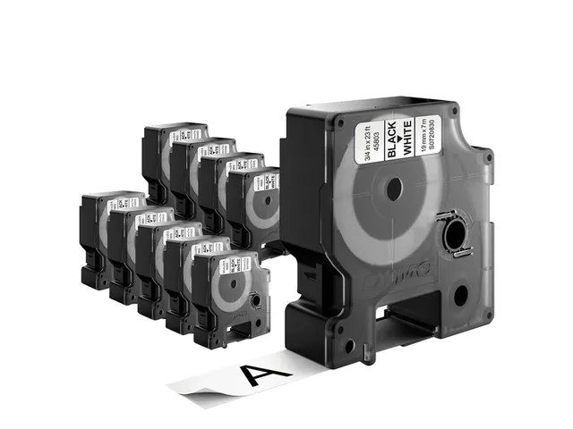 Labeltape Dymo 45803 LabelManager D1 polyester 19mm zwart op wit