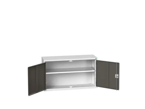 wandkast 600x1050x350mm 1xStalen bodem sokkel Ral 7035 front Ral 7016
