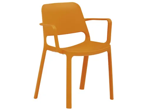stapelstoel,4voeten,m. armleuningen,zitschaal PP oranje