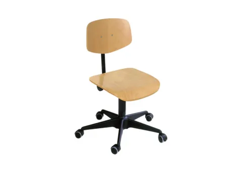 Werkplaatsstoel H 420-555Mm Gelijmd Beukenhout Spindel Wielen Zwart