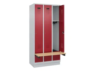 locker met bank,HxBxD 1950x900x815mm,3vak,vak B 300mm,cilinderslot - 1