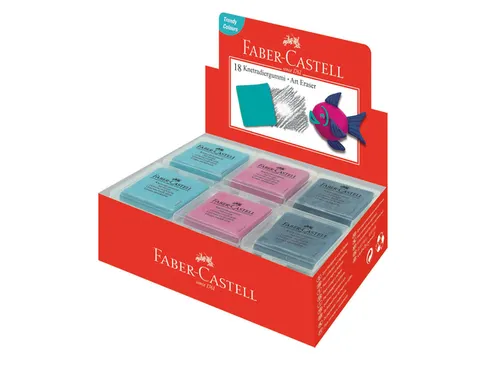 Kneedgum Faber-Castell in 3 kleuren assorti display 18 stuks