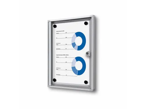 Vergrendelbaar Muurvitrine Magnetisch Economy 1xA4 Zilver