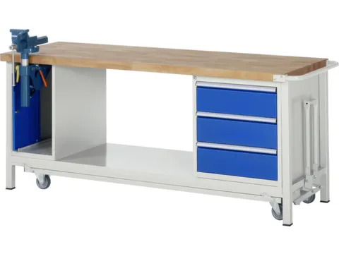 Werkbank Hxbxd 880x2000x700mm Beukenhouten Werkblad 3laden Kast