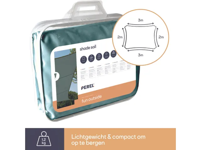 Zonnezeil Rechthoek 2x3m Groengrijs