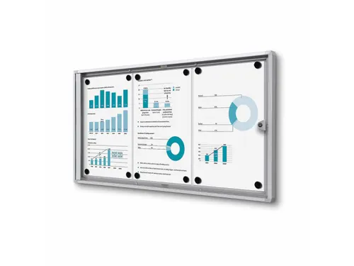 Muurvitrine Indoor Vergrendelbaar Brandwerend 3xA4 Zilver