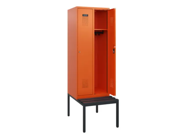 locker met bank,HxBxD 1950x600x815mm,2vak,vak B 300mm,cilinderslot