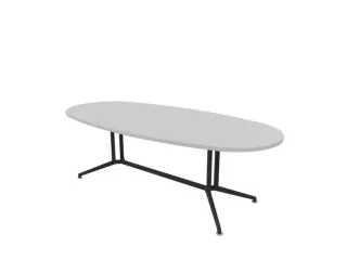 vergadertafel,HxBxD 740x2400x1100mm,ovaal,V-vormonderstel donkergrijs - 1