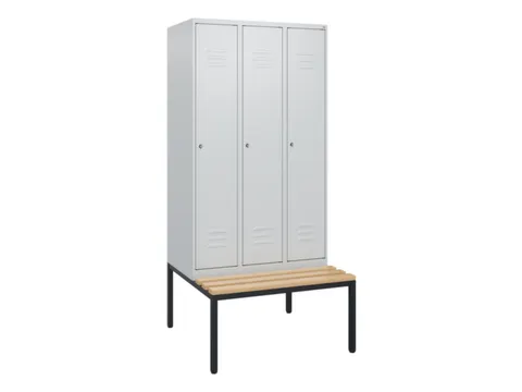 locker met bank,HxBxD 1950x900x815mm,3vak,vak B 300mm,cil.-slot